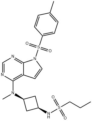 1-Propanesulfonamide, N-[cis-3-[methyl[7-[(4-methylphenyl)sulfonyl]-7H-pyrrolo[2,3-d]pyrimidin-4-yl]amino]cyclobutyl]- Struktur