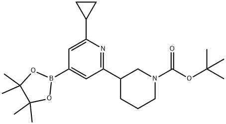 tert-butyl 3-(6-cyclopropyl-4-(4,4,5,5-tetramethyl-1,3,2-dioxaborolan-2-yl)pyridin-2-yl)piperidine-1-carboxylate Struktur