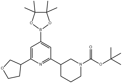 tert-butyl 3-(6-(tetrahydrofuran-3-yl)-4-(4,4,5,5-tetramethyl-1,3,2-dioxaborolan-2-yl)pyridin-2-yl)piperidine-1-carboxylate Struktur