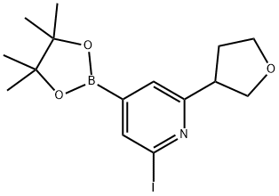 2-Iodo-6-(3-tetrahydrofuranyl)pyridine-4-boronic acid pinacol ester Struktur