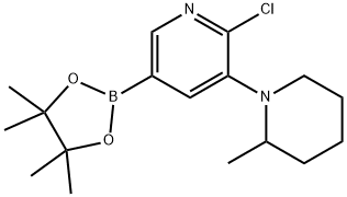 6-Chloro-5-(2-methylpiperidin-1-yl)pyridine-3-boronic acid pinacol ester Struktur