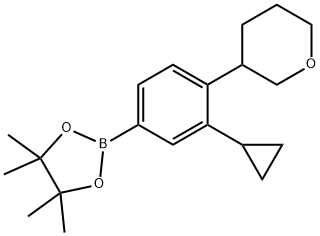 2-(3-cyclopropyl-4-(tetrahydro-2H-pyran-3-yl)phenyl)-4,4,5,5-tetramethyl-1,3,2-dioxaborolane Struktur