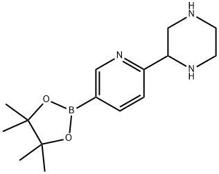 2-(5-(4,4,5,5-tetramethyl-1,3,2-dioxaborolan-2-yl)pyridin-2-yl)piperazine Struktur