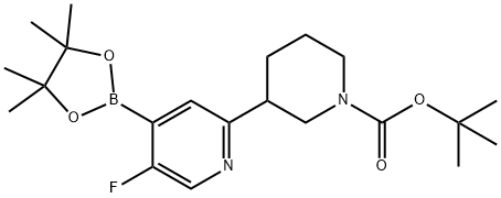 tert-butyl 3-(5-fluoro-4-(4,4,5,5-tetramethyl-1,3,2-dioxaborolan-2-yl)pyridin-2-yl)piperidine-1-carboxylate Struktur