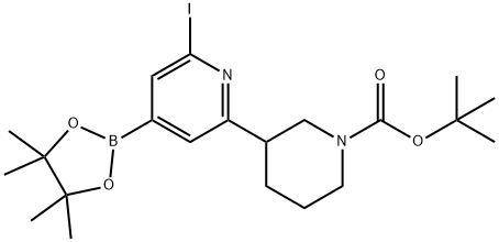 2-Iodo-6-(N-Boc-piperidin-3-yl)pyridine-4-boronic acid pinacol esier Struktur