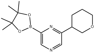 2-(tetrahydro-2H-pyran-3-yl)-6-(4,4,5,5-tetramethyl-1,3,2-dioxaborolan-2-yl)pyrazine Struktur