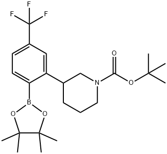 2-(N-Boc-Piperidin-3-yl)-4-(trifluoromethyl)phenylboronic acid pinacol ester Struktur