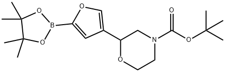 tert-butyl 2-(5-(4,4,5,5-tetramethyl-1,3,2-dioxaborolan-2-yl)furan-3-yl)morpholine-4-carboxylate Struktur