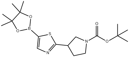 tert-butyl 3-(5-(4,4,5,5-tetramethyl-1,3,2-dioxaborolan-2-yl)thiazol-2-yl)pyrrolidine-1-carboxylate Struktur