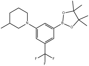 3-methyl-1-(3-(4,4,5,5-tetramethyl-1,3,2-dioxaborolan-2-yl)-5-(trifluoromethyl)phenyl)piperidine Struktur