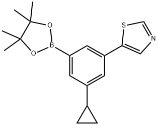 3-Cyclopropyl-5-(thiazol-5-yl)phenylboronic acid pinacol ester Struktur