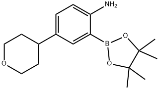 4-(tetrahydro-2H-pyran-4-yl)-2-(4,4,5,5-tetramethyl-1,3,2-dioxaborolan-2-yl)aniline Struktur