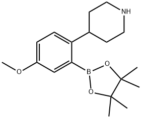 4-(4-methoxy-2-(4,4,5,5-tetramethyl-1,3,2-dioxaborolan-2-yl)phenyl)piperidine Struktur