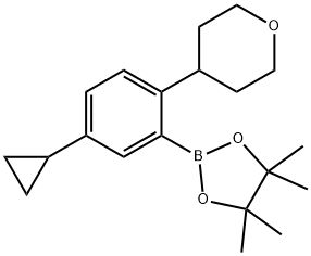 2-(5-cyclopropyl-2-(tetrahydro-2H-pyran-4-yl)phenyl)-4,4,5,5-tetramethyl-1,3,2-dioxaborolane Struktur