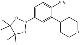 2-(tetrahydro-2H-pyran-4-yl)-4-(4,4,5,5-tetramethyl-1,3,2-dioxaborolan-2-yl)aniline Struktur