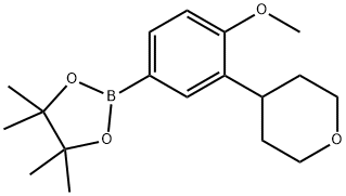 2-(4-methoxy-3-(tetrahydro-2H-pyran-4-yl)phenyl)-4,4,5,5-tetramethyl-1,3,2-dioxaborolane Struktur