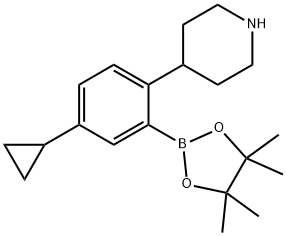 4-(4-cyclopropyl-2-(4,4,5,5-tetramethyl-1,3,2-dioxaborolan-2-yl)phenyl)piperidine Struktur