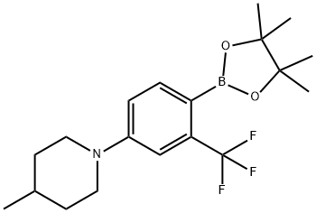 2-Trifluoromethyl-4-(4-methylpiperidin-1-yl)phenylboronic acid pinacol ester Struktur