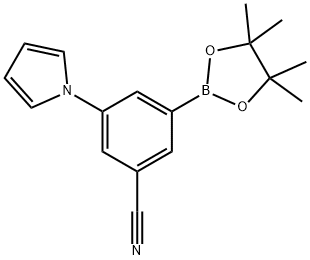 3-(1H-pyrrol-1-yl)-5-(4,4,5,5-tetramethyl-1,3,2-dioxaborolan-2-yl)benzonitrile Struktur