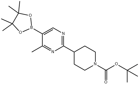 tert-butyl 4-(4-methyl-5-(4,4,5,5-tetramethyl-1,3,2-dioxaborolan-2-yl)pyrimidin-2-yl)piperidine-1-carboxylate Struktur