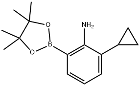 2-cyclopropyl-6-(4,4,5,5-tetramethyl-1,3,2-dioxaborolan-2-yl)aniline Struktur