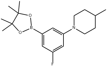 1-(3-fluoro-5-(4,4,5,5-tetramethyl-1,3,2-dioxaborolan-2-yl)phenyl)-4-methylpiperidine Struktur