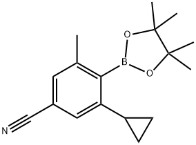 2-Methyl-4-cyano-6-cyclopropylphenylboronic acid pinacol ester Struktur