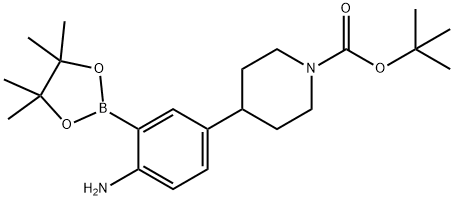 tert-butyl 4-(4-amino-3-(4,4,5,5-tetramethyl-1,3,2-dioxaborolan-2-yl)phenyl)piperidine-1-carboxylate Struktur