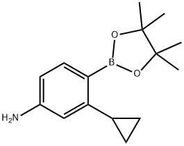 3-cyclopropyl-4-(4,4,5,5-tetramethyl-1,3,2-dioxaborolan-2-yl)aniline Struktur