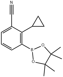 2-cyclopropyl-3-(4,4,5,5-tetramethyl-1,3,2-dioxaborolan-2-yl)benzonitrile Struktur