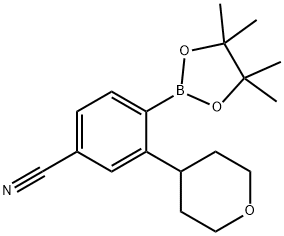 2-(4-Tetrahydropyranyl)-4-cyanophenylboronic acid pinacol ester Struktur