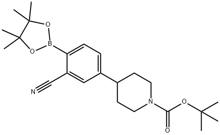 tert-butyl 4-(3-cyano-4-(4,4,5,5-tetramethyl-1,3,2-dioxaborolan-2-yl)phenyl)piperidine-1-carboxylate Struktur