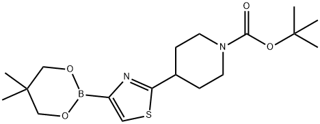 2-(N-Boc-Piperidin-4-yl)thiazole-4-boronic acid neopentylglycol ester Struktur