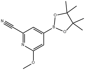 6-methoxy-4-(4,4,5,5-tetramethyl-1,3,2-dioxaborolan-2-yl)picolinonitrile Struktur