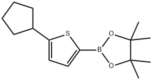 2-(5-cyclopentylthiophen-2-yl)-4,4,5,5-tetramethyl-1,3,2-dioxaborolane Struktur