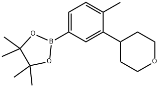 4,4,5,5-tetramethyl-2-(4-methyl-3-(tetrahydro-2H-pyran-4-yl)phenyl)-1,3,2-dioxaborolane Struktur