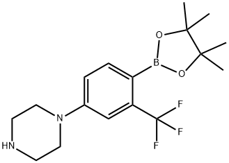 2-Trifluoromethyl-4-(piperazin-1-yl)phenylboronic acid pinacol ester Struktur