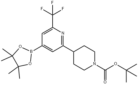 tert-butyl 4-(4-(4,4,5,5-tetramethyl-1,3,2-dioxaborolan-2-yl)-6-(trifluoromethyl)pyridin-2-yl)piperidine-1-carboxylate Struktur