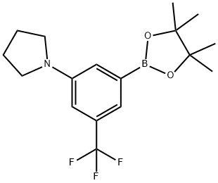 1-(3-(4,4,5,5-tetramethyl-1,3,2-dioxaborolan-2-yl)-5-(trifluoromethyl)phenyl)pyrrolidine Struktur