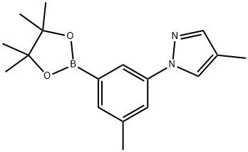 4-methyl-1-(3-methyl-5-(4,4,5,5-tetramethyl-1,3,2-dioxaborolan-2-yl)phenyl)-1H-pyrazole Struktur