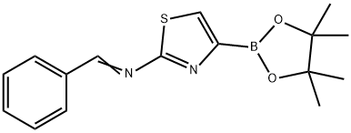 (E)-1-phenyl-N-(4-(4,4,5,5-tetramethyl-1,3,2-dioxaborolan-2-yl)thiazol-2-yl)methanimine Struktur