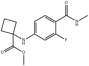 methyl 1-((3-fluoro-4-(methylcarbamoyl)phenyl)amino) cyclobutanecarboxylate Struktur