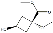 methyl cis-3-hydroxy-1-methoxycyclobutane-1-carboxylate Struktur