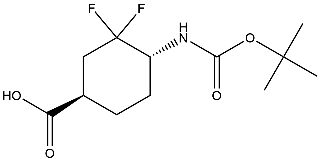 trans-4-{[(tert-butoxy)carbonyl]amino}-3,3-difluorocyclohexane-1-carboxylic acid Struktur