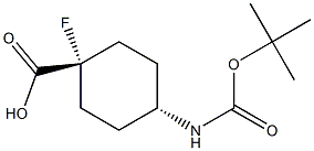 trans-4-{[(tert-butoxy)carbonyl]amino}-1-fluorocyclohexane-1-carboxylic acid Struktur