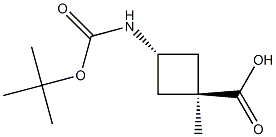 trans-3-{[(tert-butoxy)carbonyl]amino}-1-methylcyclobutane-1-carboxylic acid Struktur