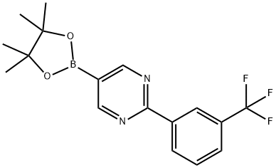 5-(4,4,5,5-tetramethyl-1,3,2-dioxaborolan-2-yl)-2-(3-(trifluoromethyl)phenyl)pyrimidine Struktur