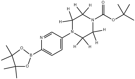 tert-butyl 4-(6-(4,4,5,5-tetramethyl-1,3,2-dioxaborolan-2-yl)pyridin-3-yl)piperazine-1-carboxylate-2,2,3,3,5,5,6,6-d8 Struktur