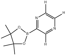 2-(4,4,5,5-tetramethyl-1,3,2-dioxaborolan-2-yl)pyrazine-3,5,6-d3 Struktur