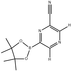 6-(4,4,5,5-tetramethyl-1,3,2-dioxaborolan-2-yl)pyrazine-2-carbonitrile-3,5-d2 Struktur